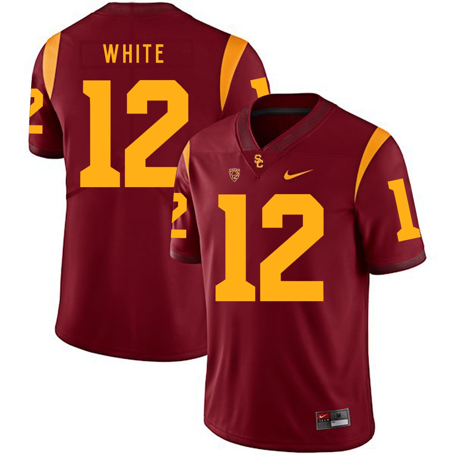 Men USC Trojans #12 White Red Customized NCAA Jerseys